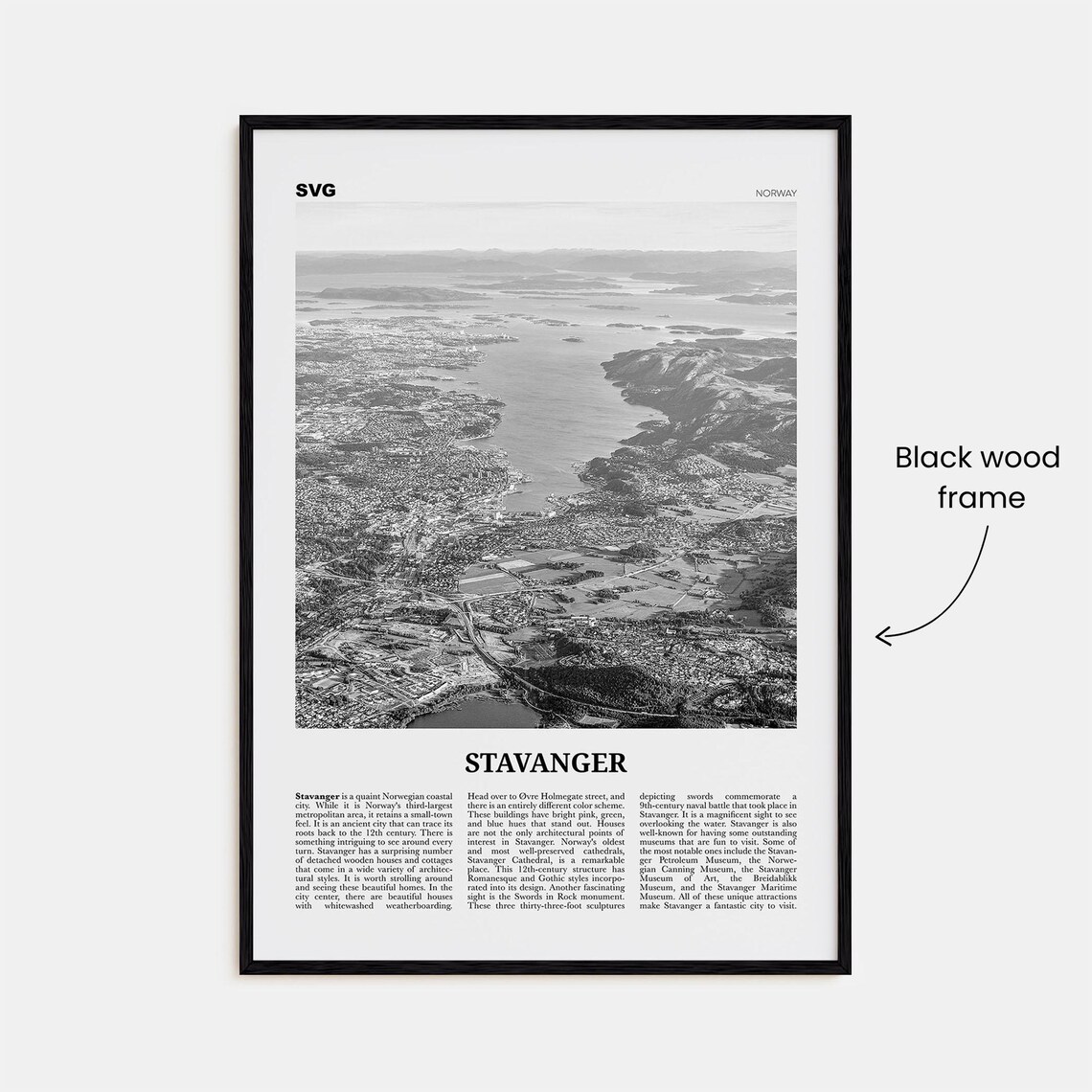 Stavanger Black And White Travel Poster, Norway - Image 3