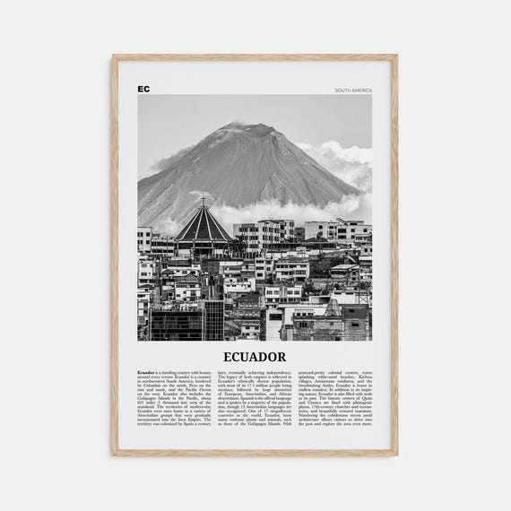 Ecuador Black and White Travel Poster, South America