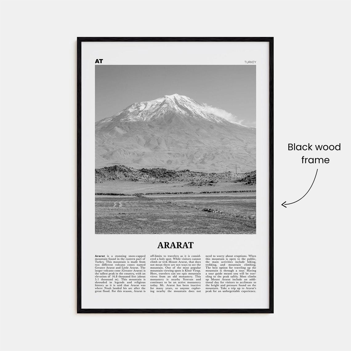 Ararat Black And White Travel Poster, Turkey Map - Image 3