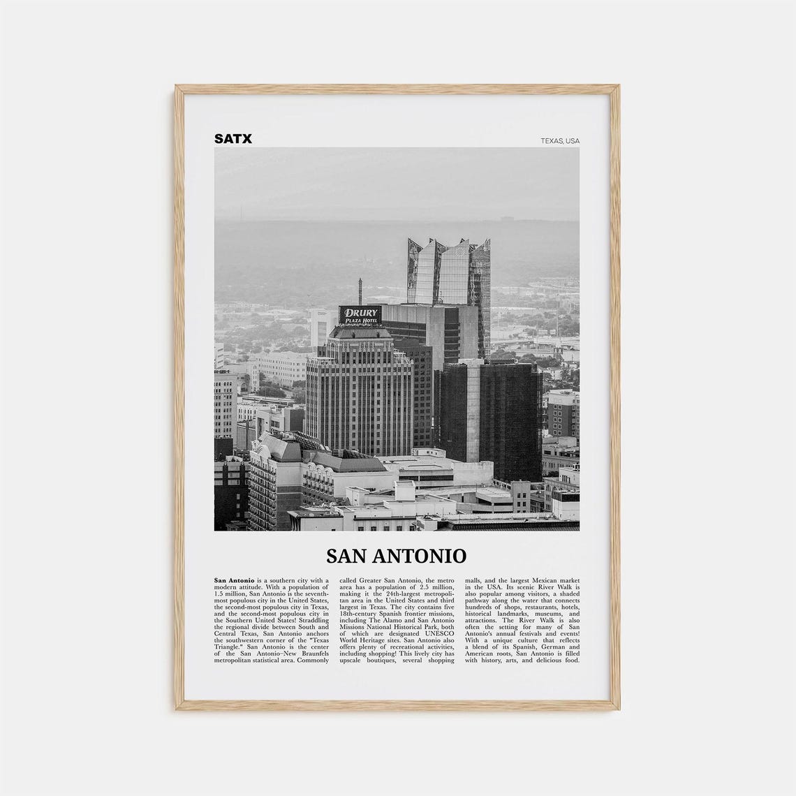 San Antonio Print Black And White No 2 San Antonio Wall Art San Antonio Poster San Antonio Photo Texas Usa United States America