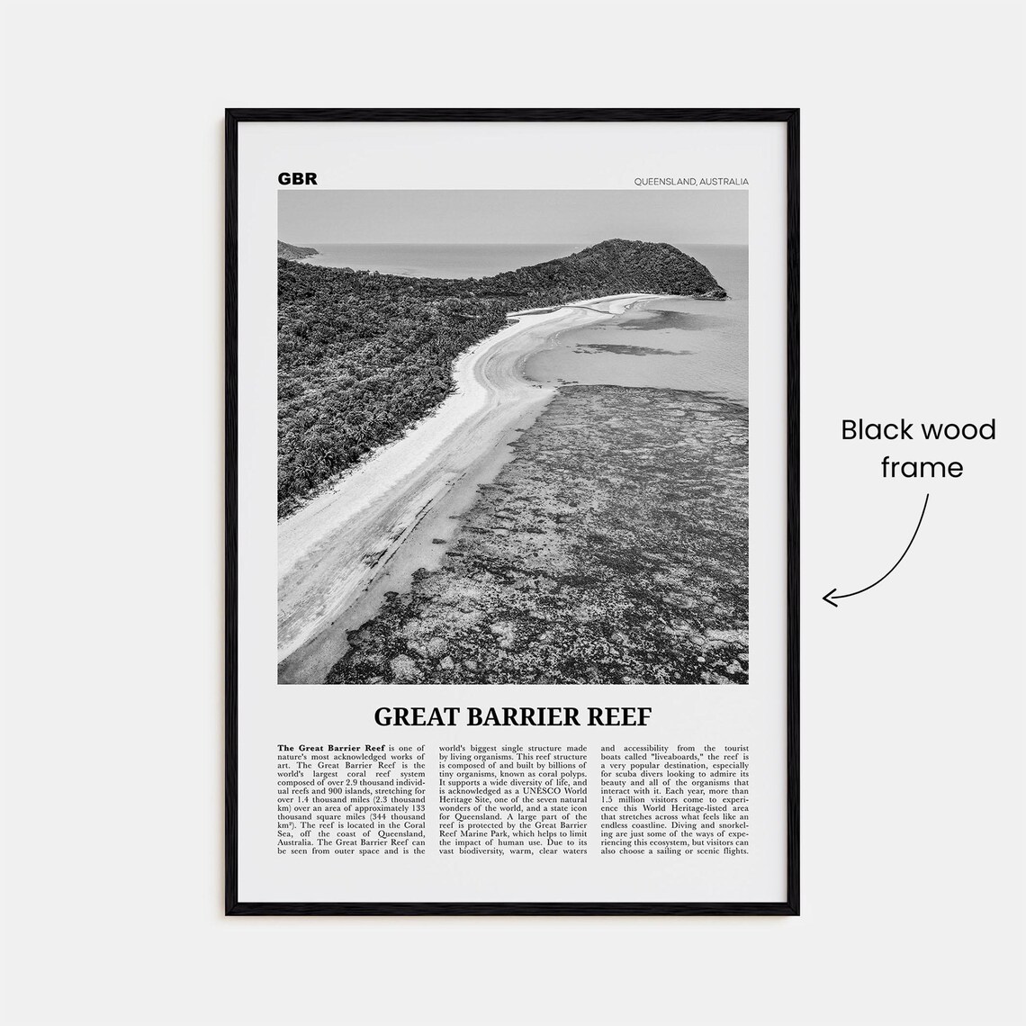 Great Barrier Reef Black and White Travel Poster - Image 3
