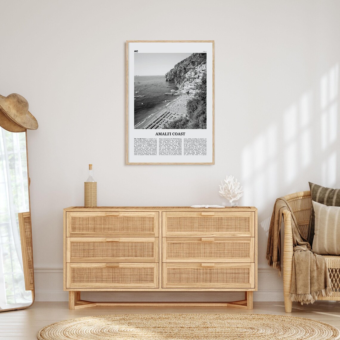 Amalfi Coast Map, Black And White Travel Poster - Image 4