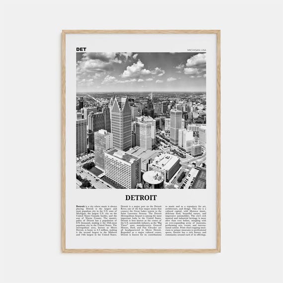 Detroit Black And White No. 1 Travel Poster