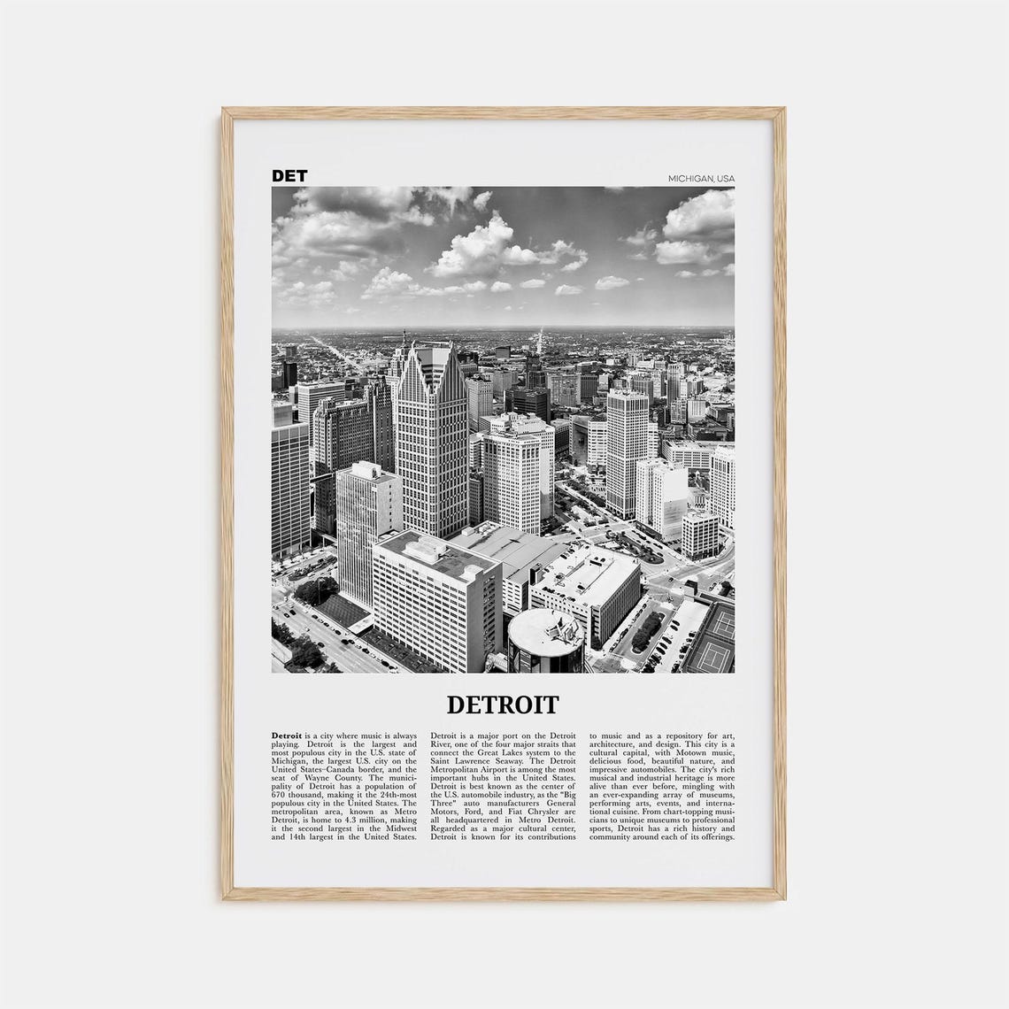 Detroit Black And White No. 1 Travel Poster