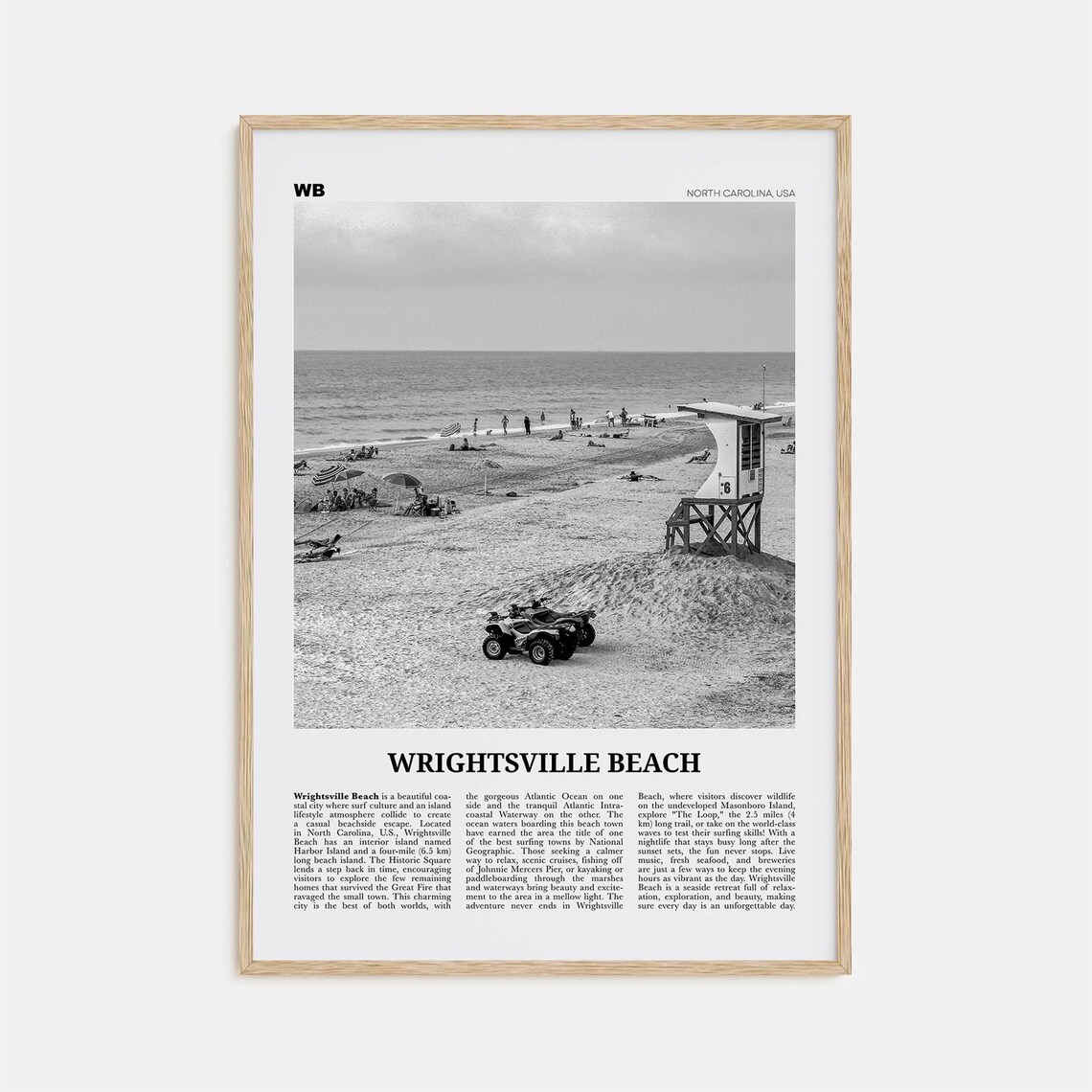 Wrightsville Beach Black and White No. 2 Travel Poster