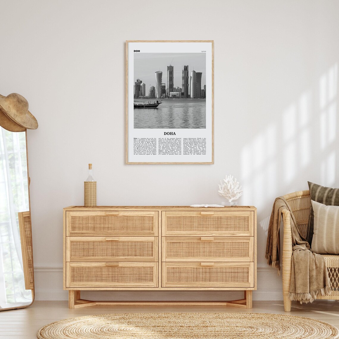 Doha Black and White Travel Poster, Qatar Wall Decor - Image 4