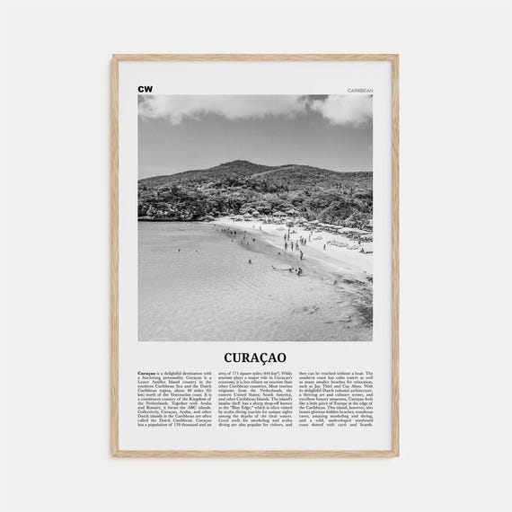 Curacao Black and White Travel Poster, Willemstad