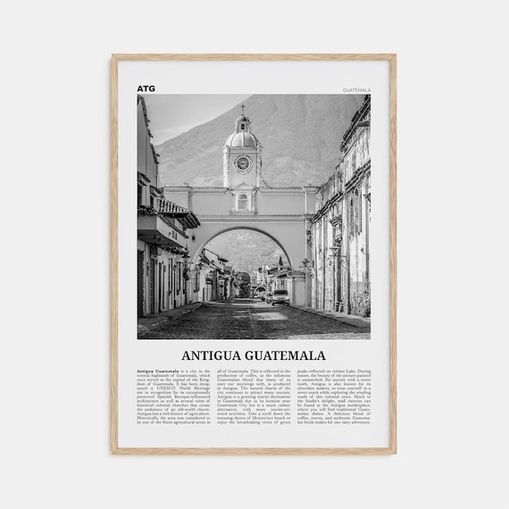 Antigua Guatemala Black and White Travel Poster