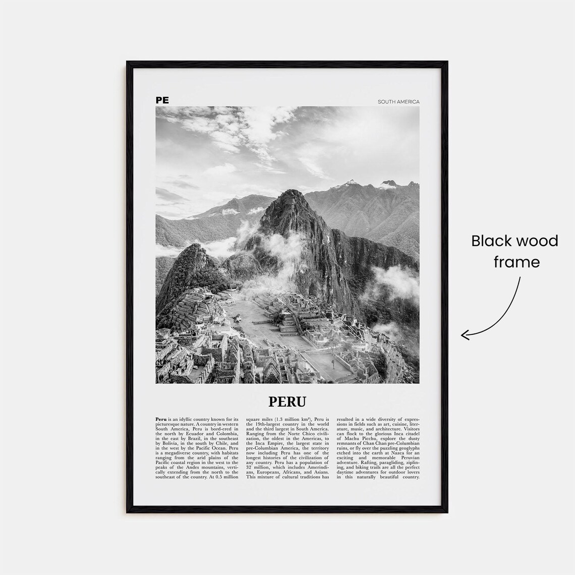 Peru Black And White No 1 Travel Poster - Image 3