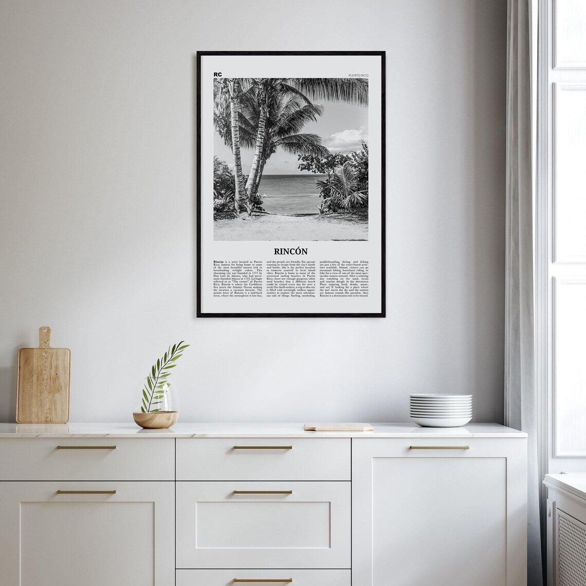 Rincon Black And White Poster, Puerto Rico Caribbean - Image 2