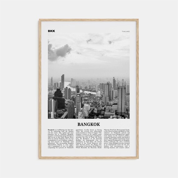 Bangkok Black and White Travel Poster, Thailand