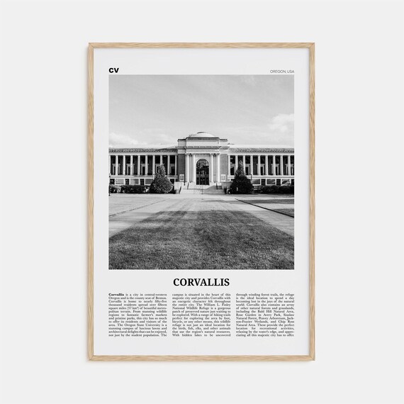 Corvallis, Oregon Black and White Travel Poster