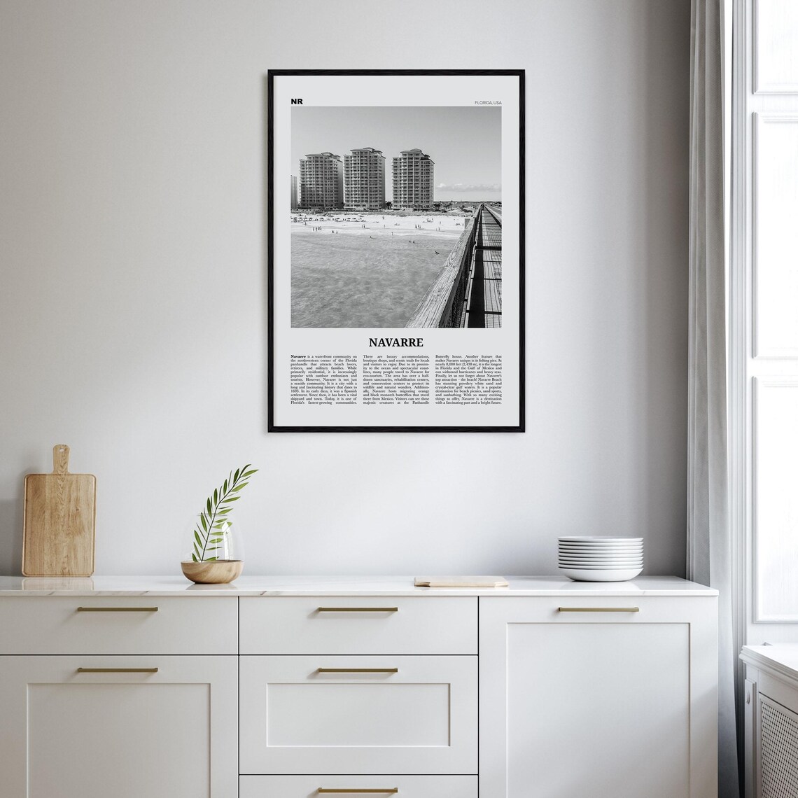 Navarre Black and White Map Poster, Florida Travel - Image 2
