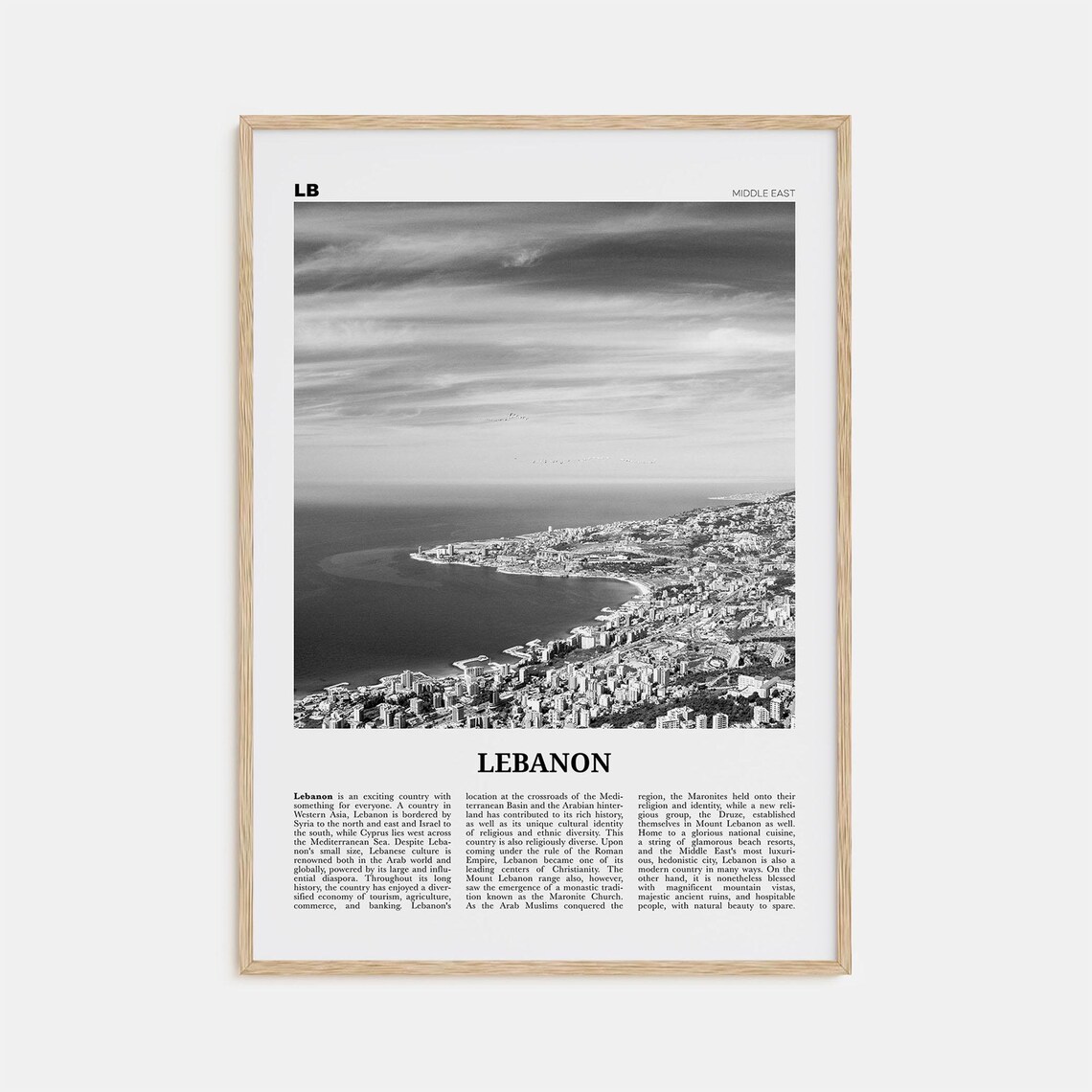 Lebanon Black And White No. 1 Middle East Travel Poster