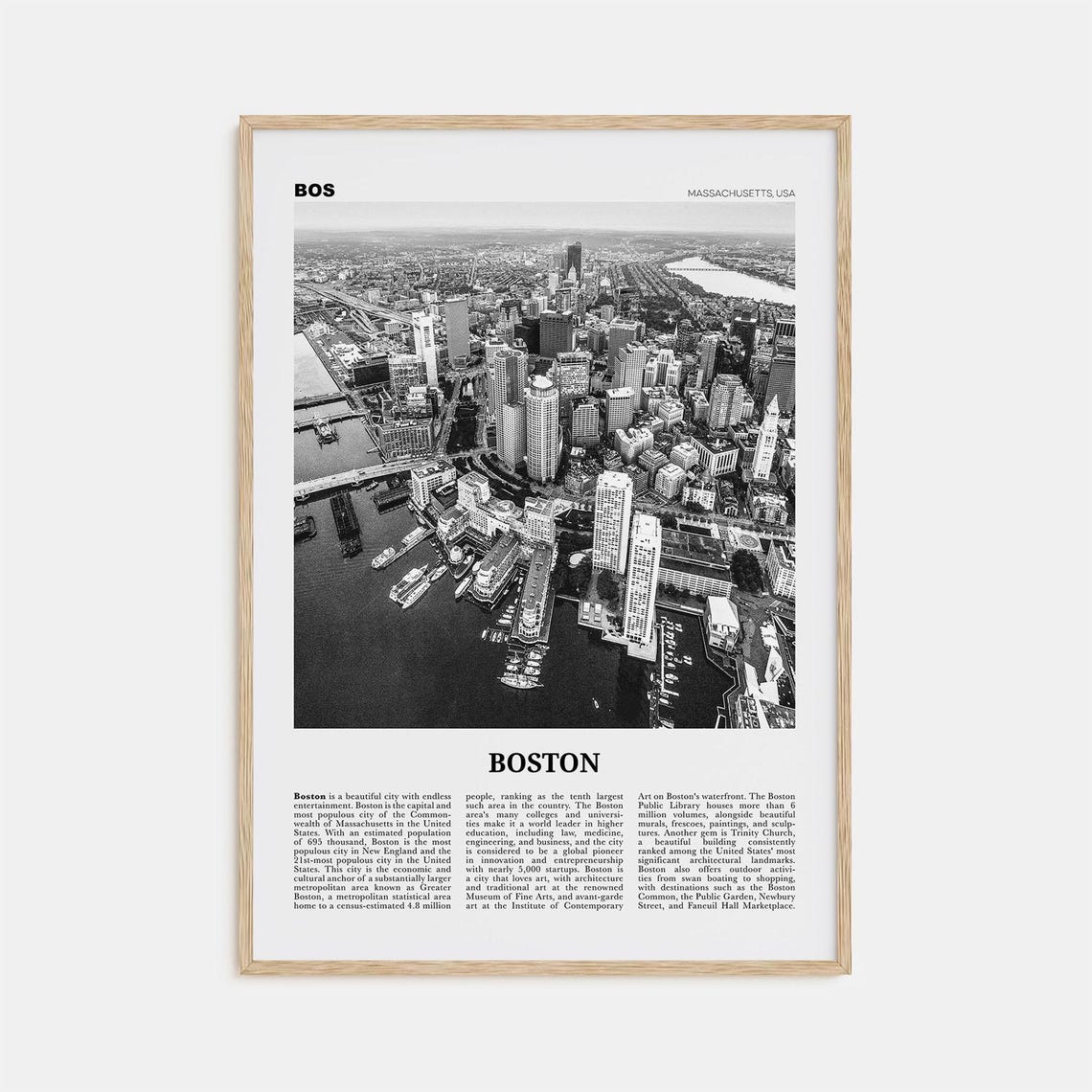 Boston Black and White Travel Poster, No. 1