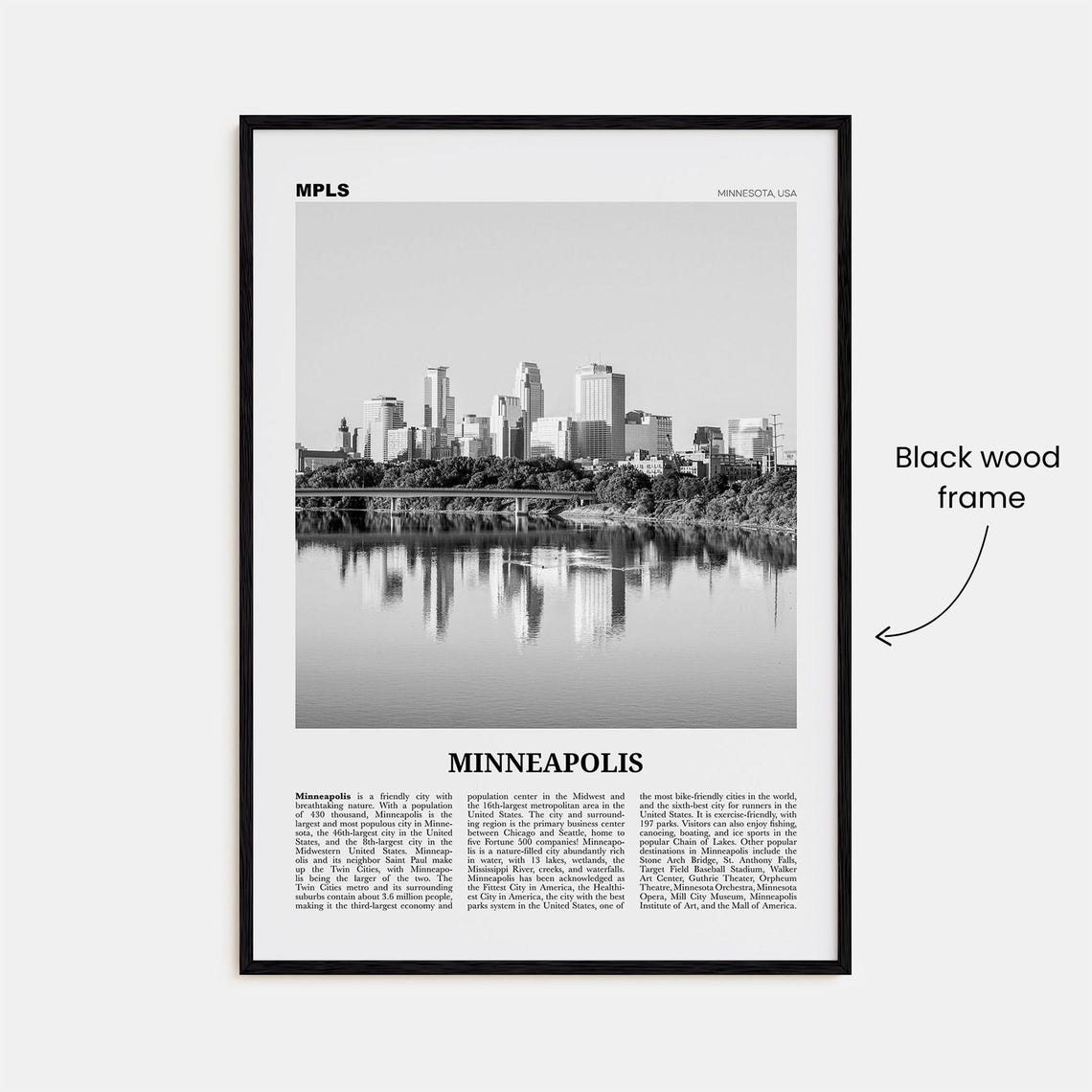 Minneapolis Black and White No. 1 Travel Poster - Image 3