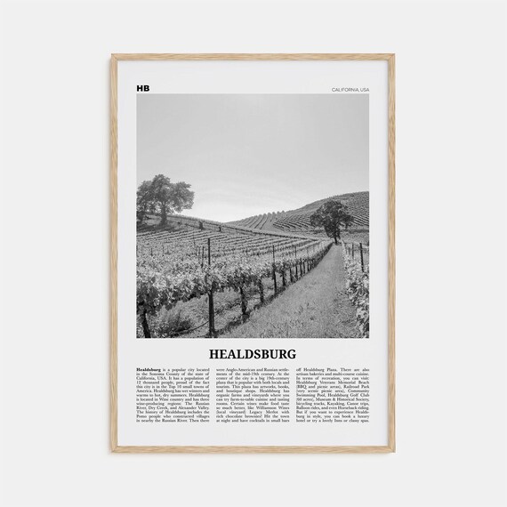 Healdsburg Map, Black and White Travel Poster