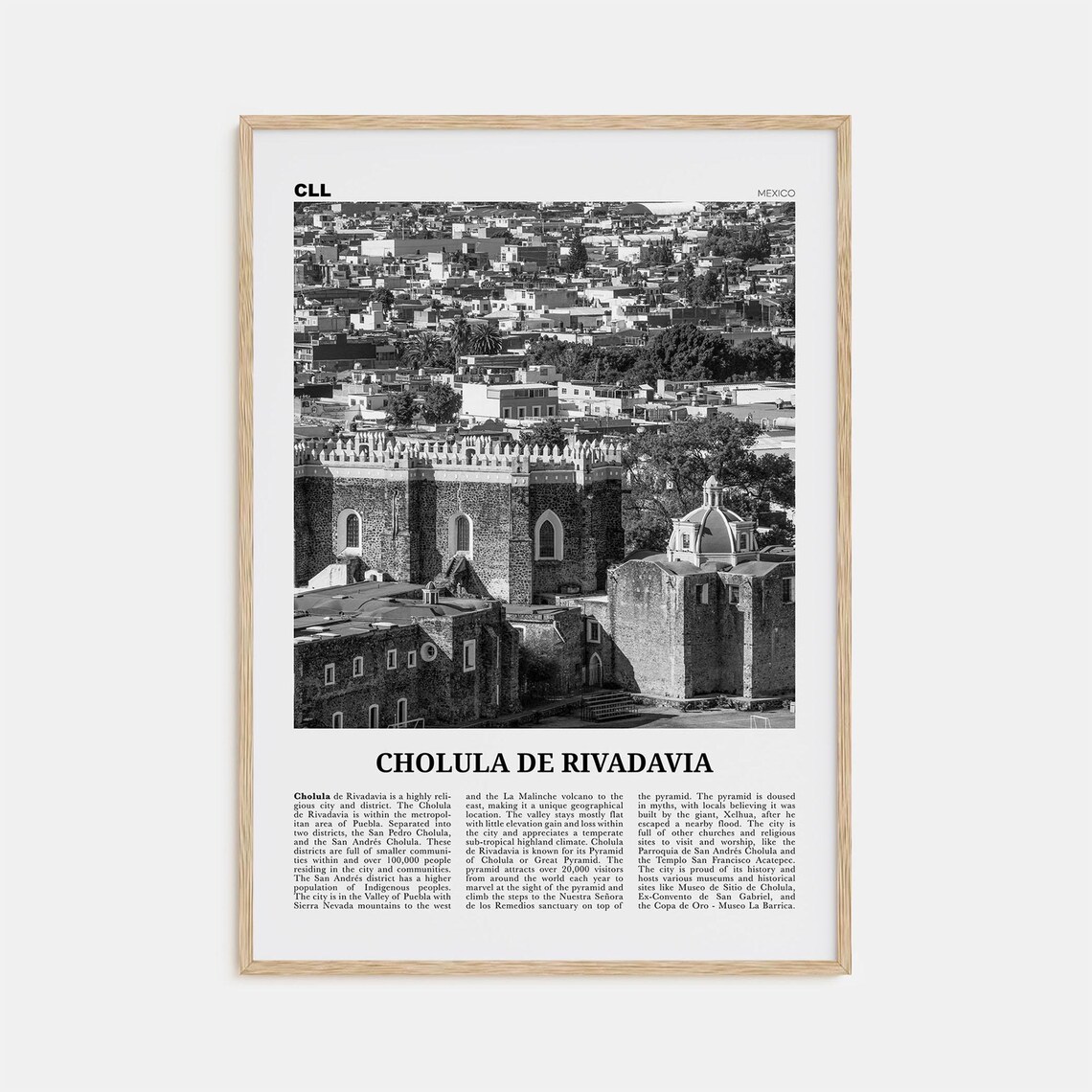 Cholula De Rivadavia Travel Poster, Mexico Map