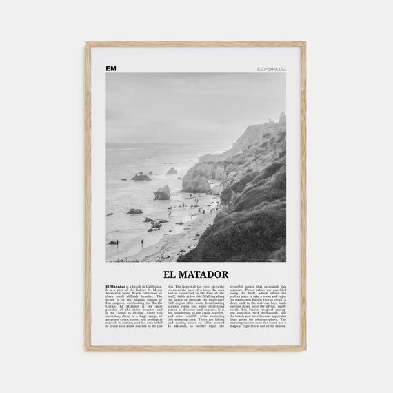 El Matador Black and White Travel Poster, California