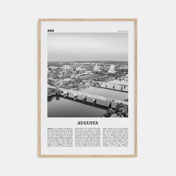 Augusta Black and White Travel Poster, Georgia USA