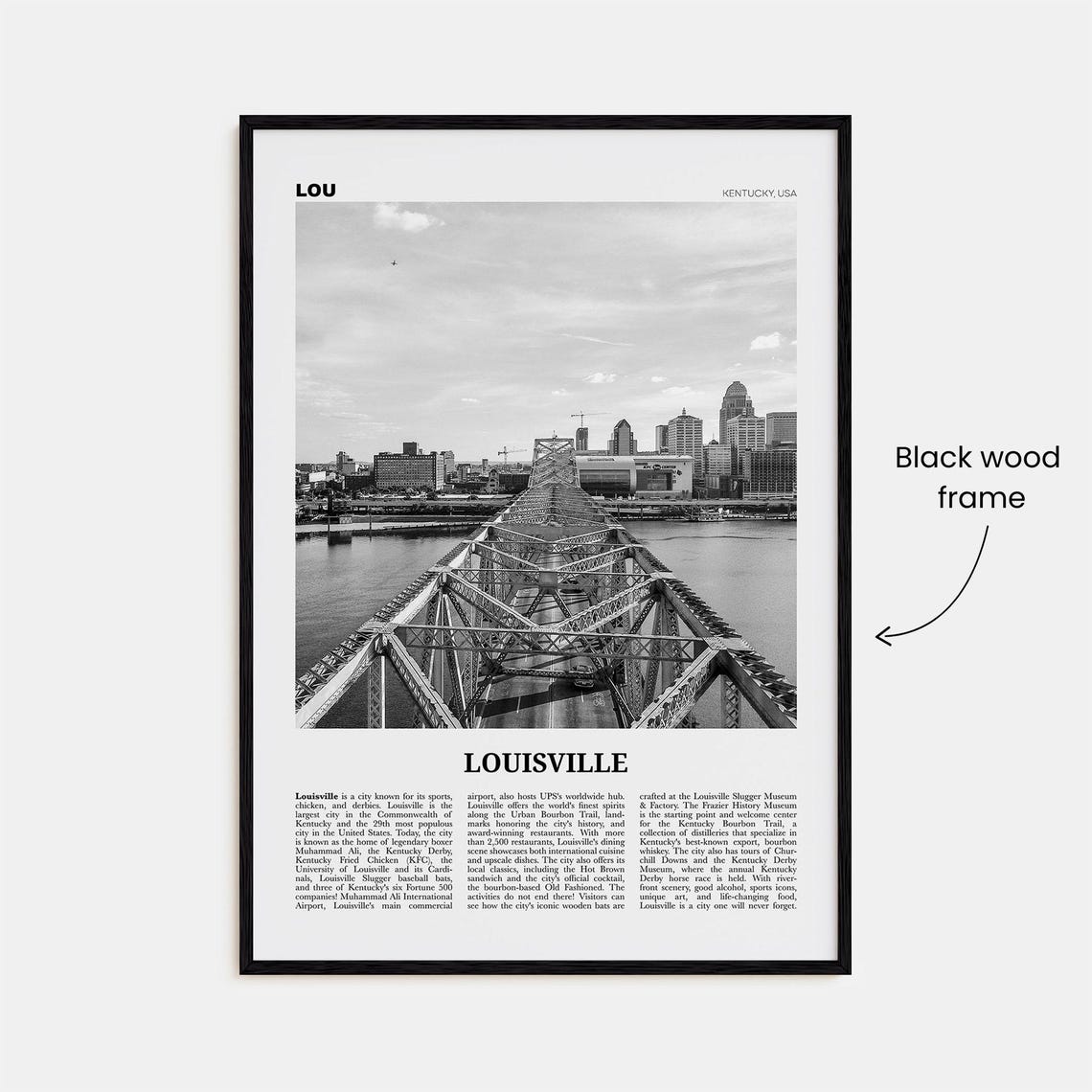Louisville Print Black And White No 2 Louisville Wall Art Louisville Poster Louisville Photo Kentucky Usa United States America - Image 3