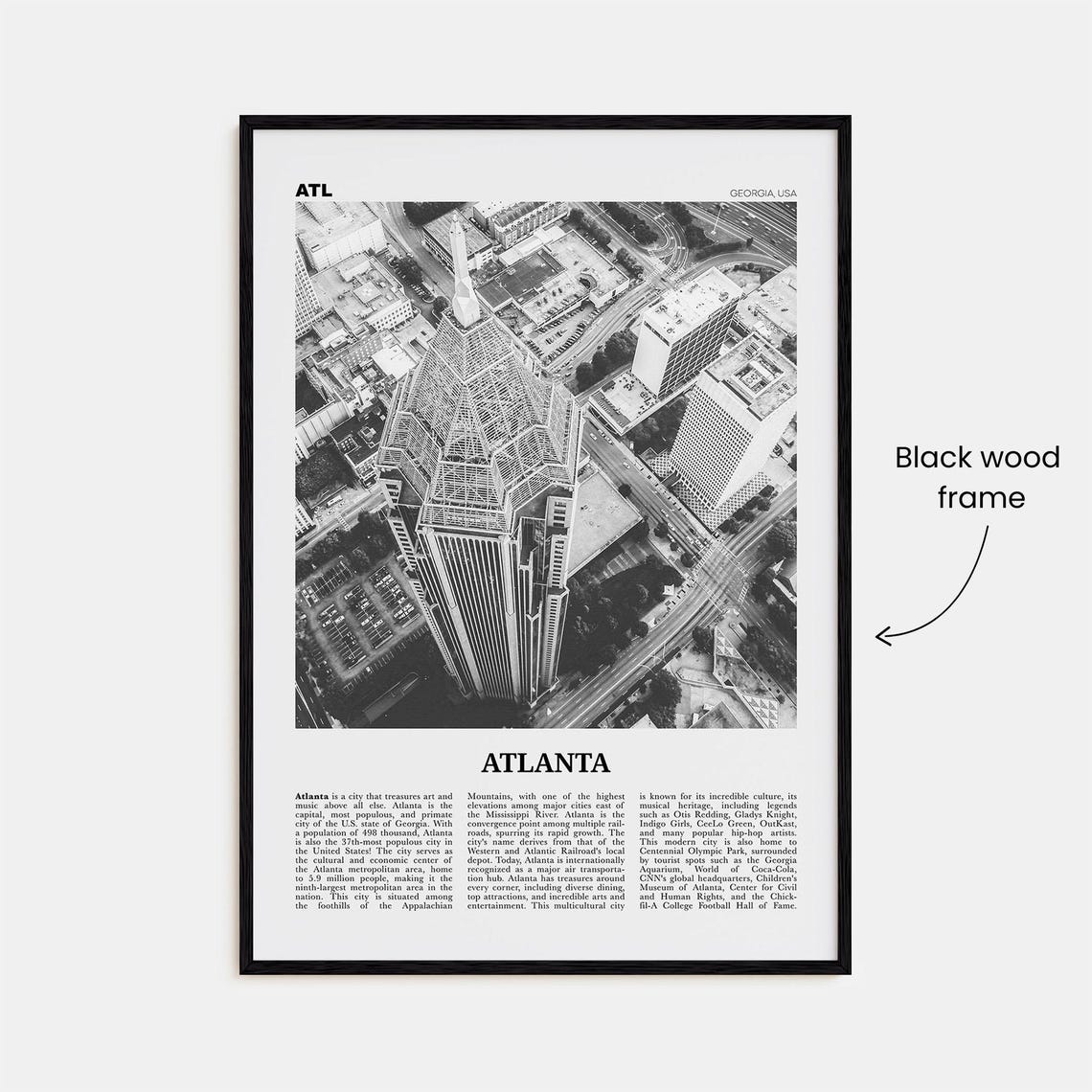 Atlanta Black And White No. 3 Travel Poster - Image 3
