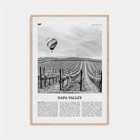 Napa Valley Black And White Travel Poster Print