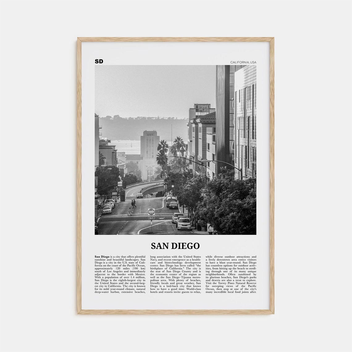 San Diego Print Black And White No 5 San Diego Wall Art San Diego Poster Surf Poster Print California Usa United States