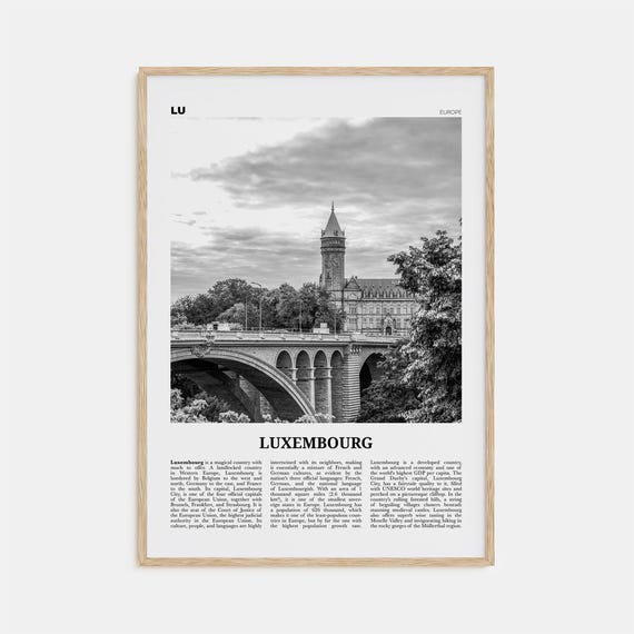 Luxembourg Black And White No. 1 Travel Poster