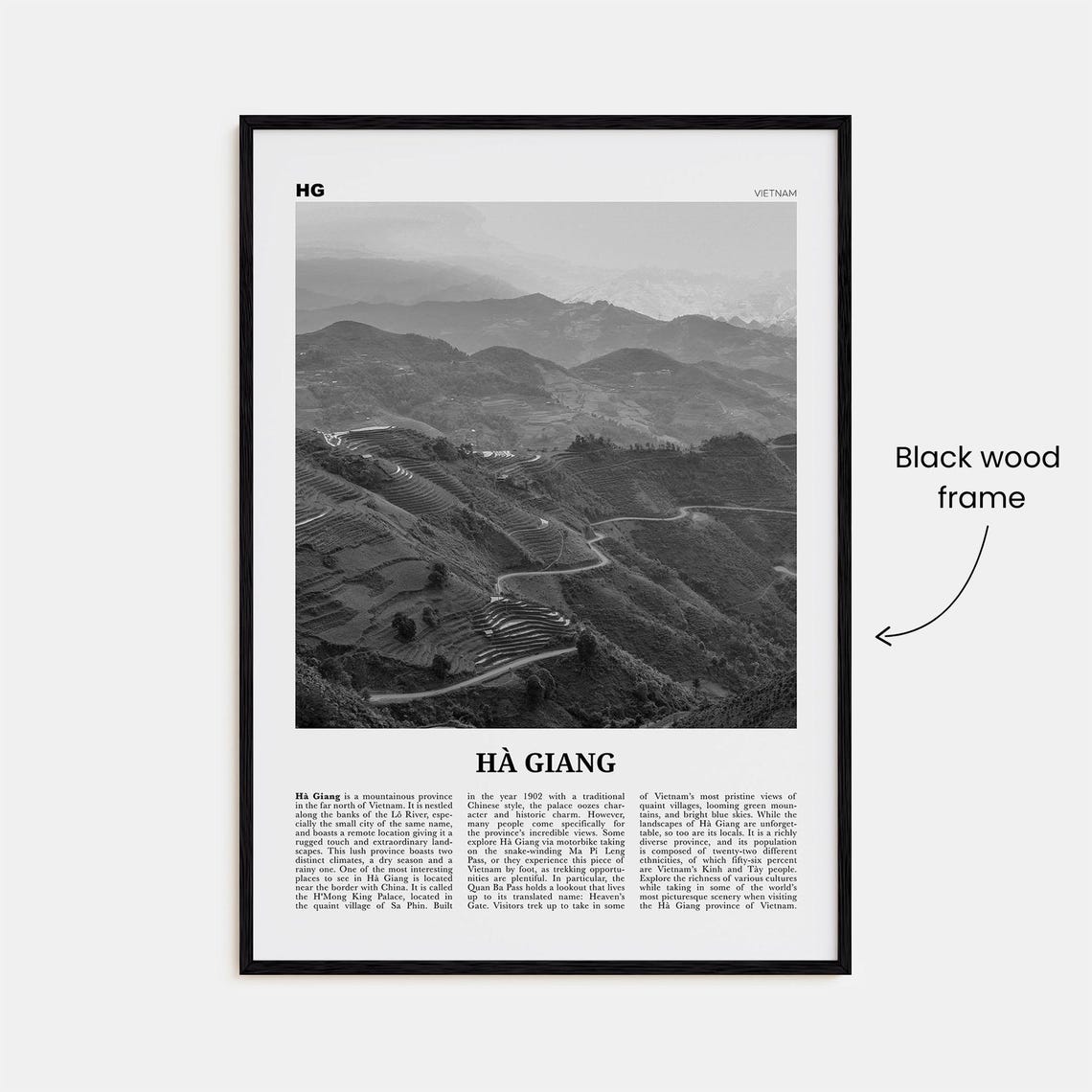 Ha Giang Black And White Travel Poster, Vietnam - Image 3