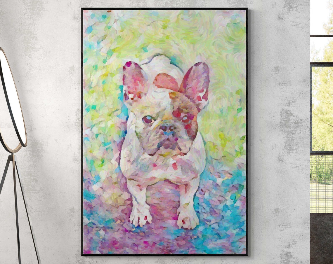 Wall Art Poster Colorful Print French Bulldog Wall Dcor French Bulldog Wall Art Print Art Wall Dog Living Room Wall Art Entry Hall