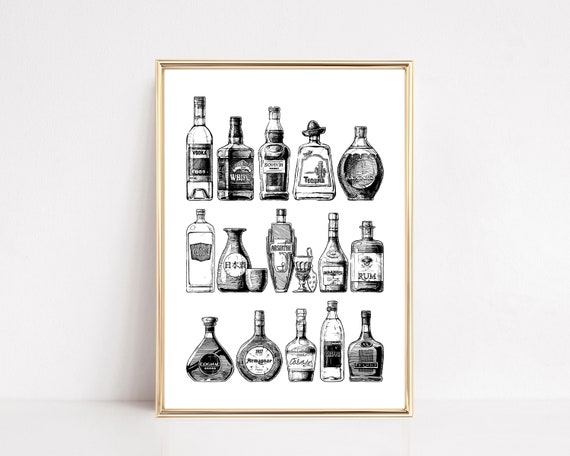 Retro Bar Cart Bar Sign Art Print