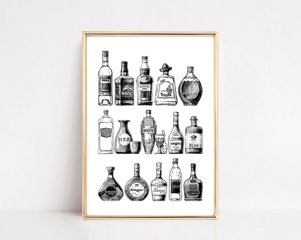 Retro Bar Cart Bar Sign Art Print