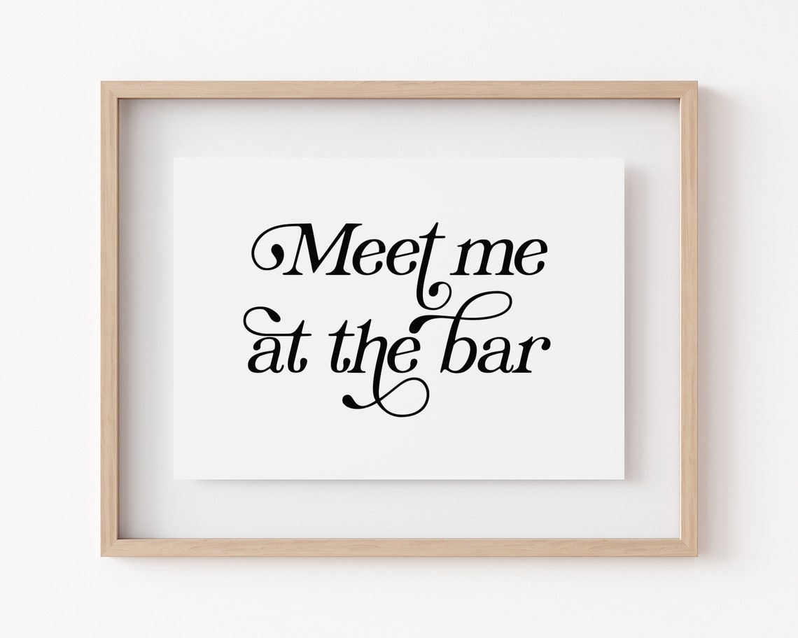 Meet Me At The Bar Black Fun Script Typography Bar Decor Poster - Image 3