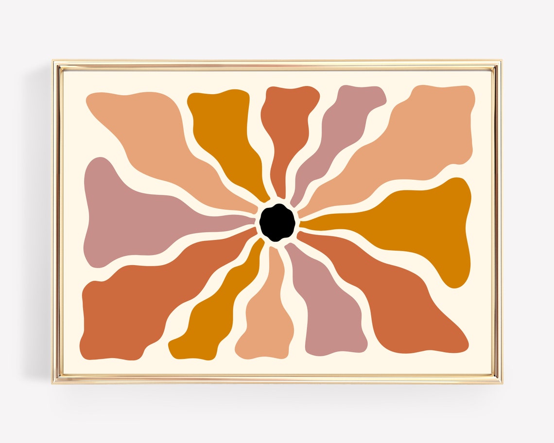 Boho Abstract Botanical Poster In Terracotta And Mauve Tones