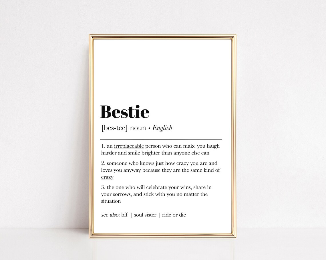 Bestie Definition Typography Art Print, Gift