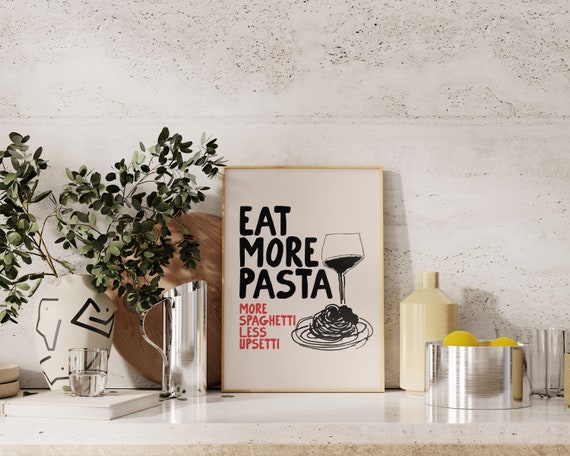 Pasta Aesthetic Kitchen Art Print, Trendy Decor