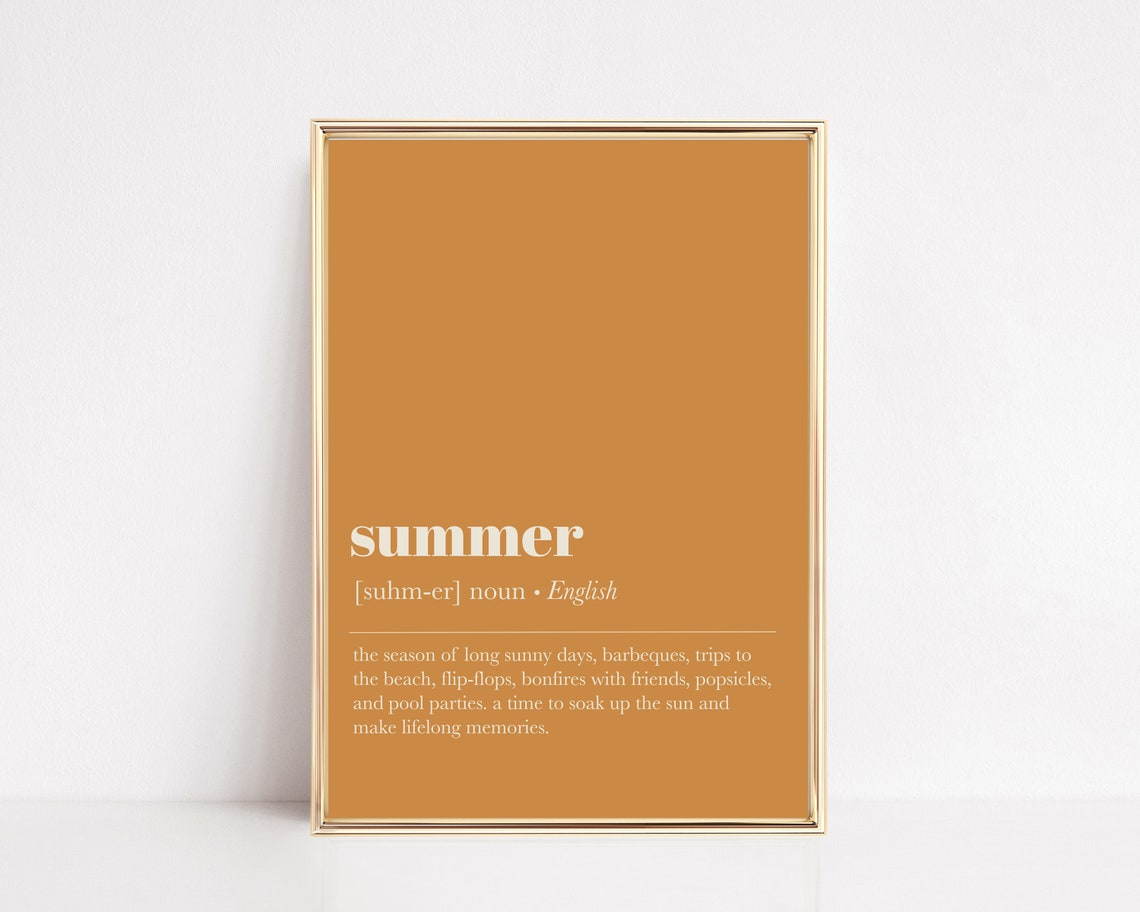 Summer Definition Mustard Yellow Typography Dictionary Quote Print