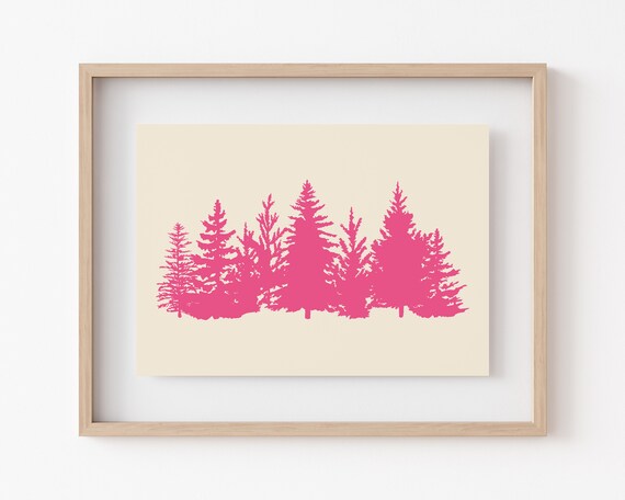 Pink Christmas Tree Silhouette Modern Festive Holiday Art Poster