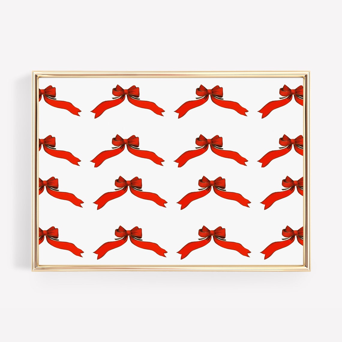 Red Ribbon Bow Pattern Coquette Christmas Holiday Decor Poster