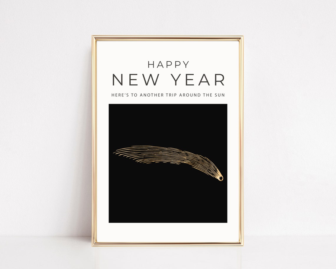 Happy New Year Gold Shooting Star Trip Around The Sun Poster