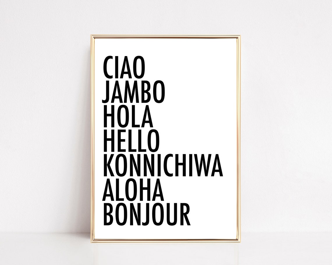 Hello In Seven Languages Multilingual Greeting Quote Art Poster