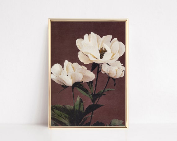 Flower Painting Moody Botanical Wall Art Print Antique Wall Art Vintage Botanical Print Wall Art