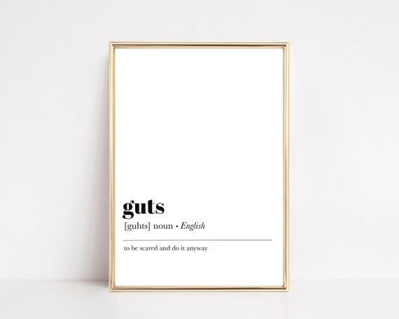 Guts Definition Print Motivational Wall Art Inspirational Wall Decor Growth Mindset Art Print Wall Art