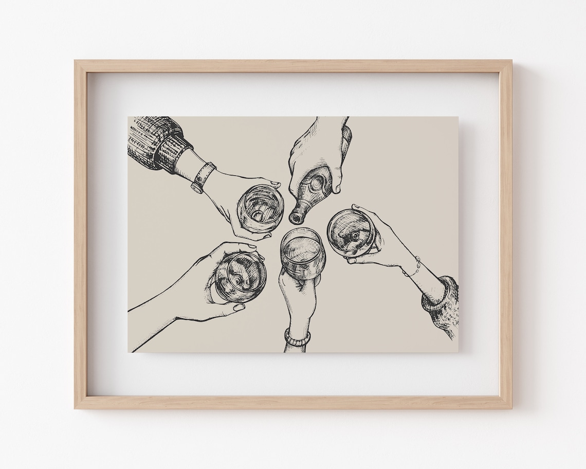 Bar Cart Cocktail Art Print, Home Bar Decor