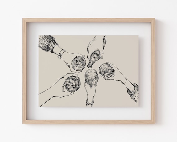 Bar Cart Cocktail Art Print, Home Bar Decor