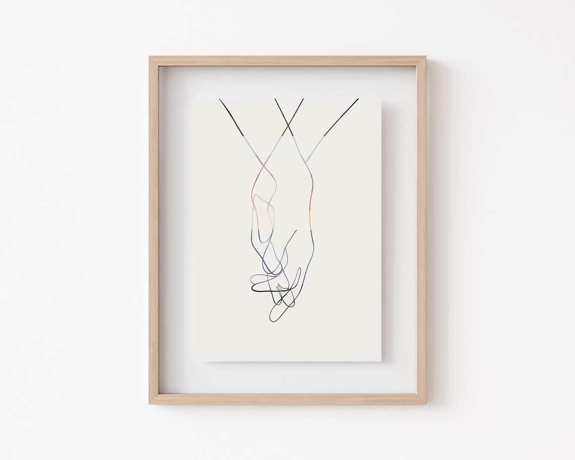 Subtle Pride Holding Hands Line Art Poster - Image 2