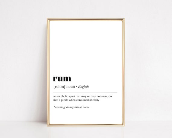 Rum Definition Print Bar Cart Decor Bar Accessories Bar Cart Print Funny Kitchen Wall Art