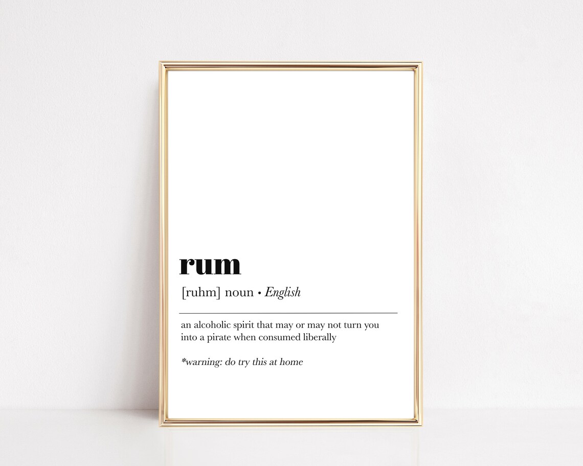 Rum Dictionary Definition Funny Pirate Bar Cart Humor White Poster