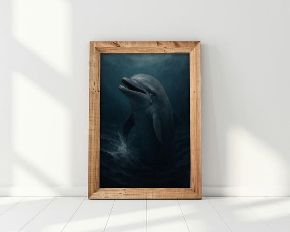 Crying Dolphin, Emotional Surreal Ocean Art Print